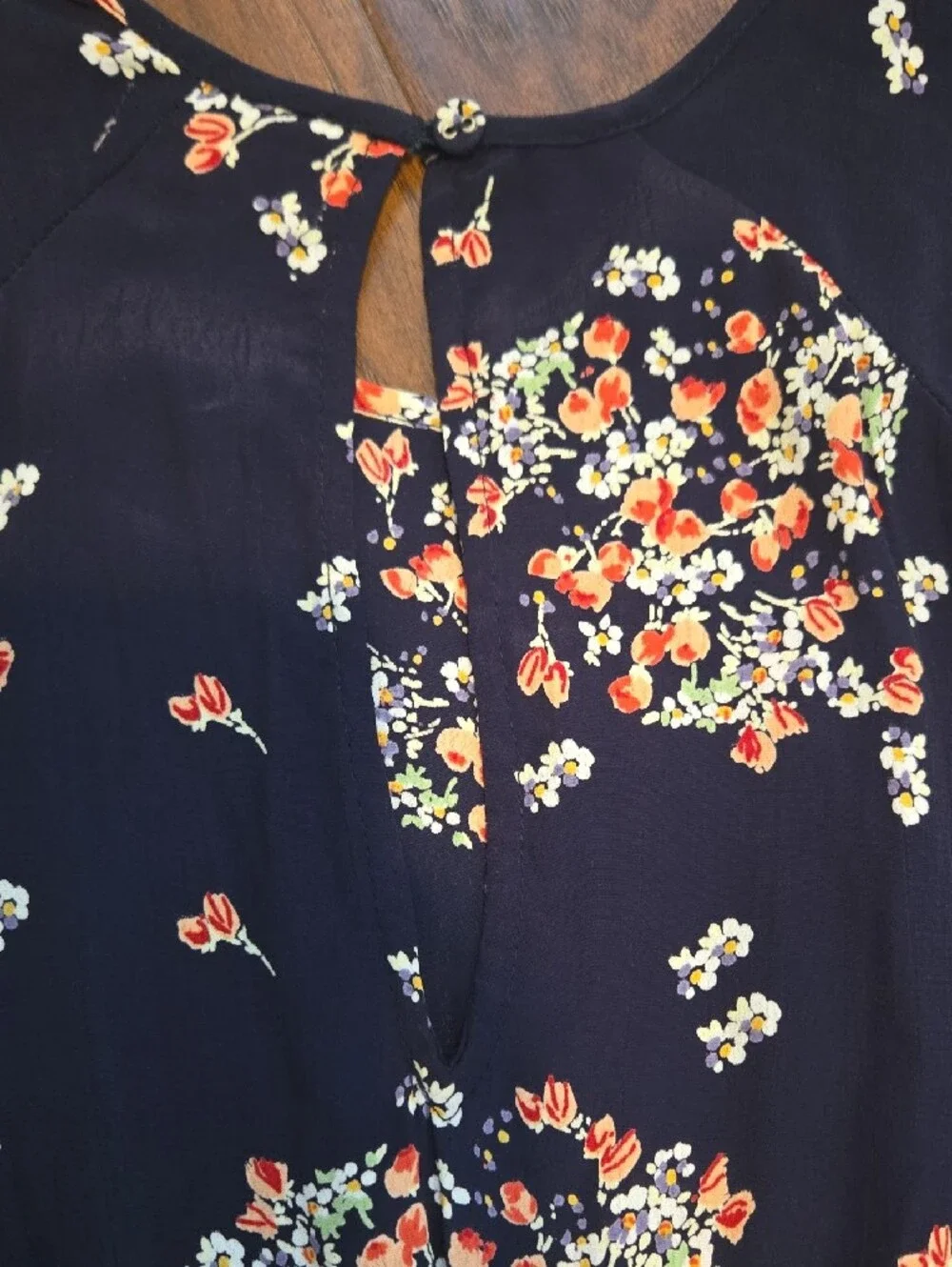 ​byTiMo Navy Blue Floral Short Flutter Sleeve Midi/Maxi Dress Sz XS_096